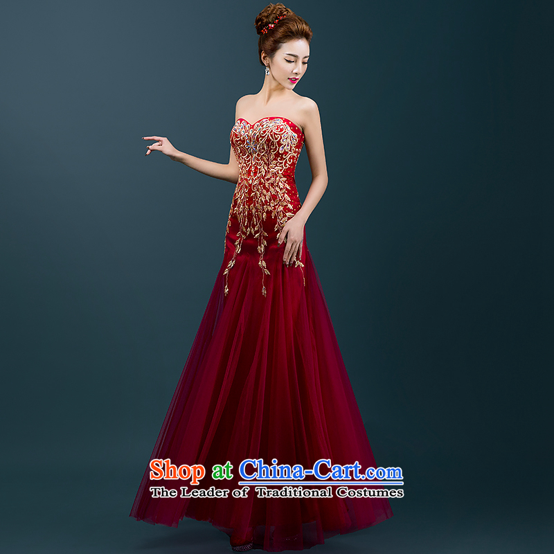Hillo XILUOSHA) Lisa (bride red wedding dress bows and chest service banquet evening dresses 2015 annual meeting of the new dresses long wine red M HILLO Lisa (XILUOSHA) , , , shopping on the Internet
