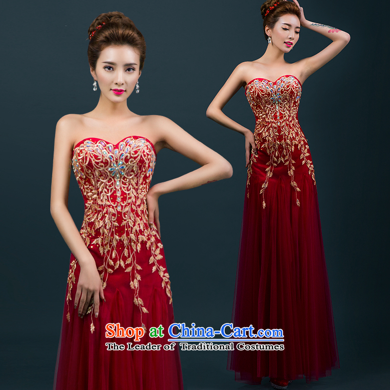 Hillo XILUOSHA) Lisa (bride red wedding dress bows and chest service banquet evening dresses 2015 annual meeting of the new dresses long wine red M HILLO Lisa (XILUOSHA) , , , shopping on the Internet