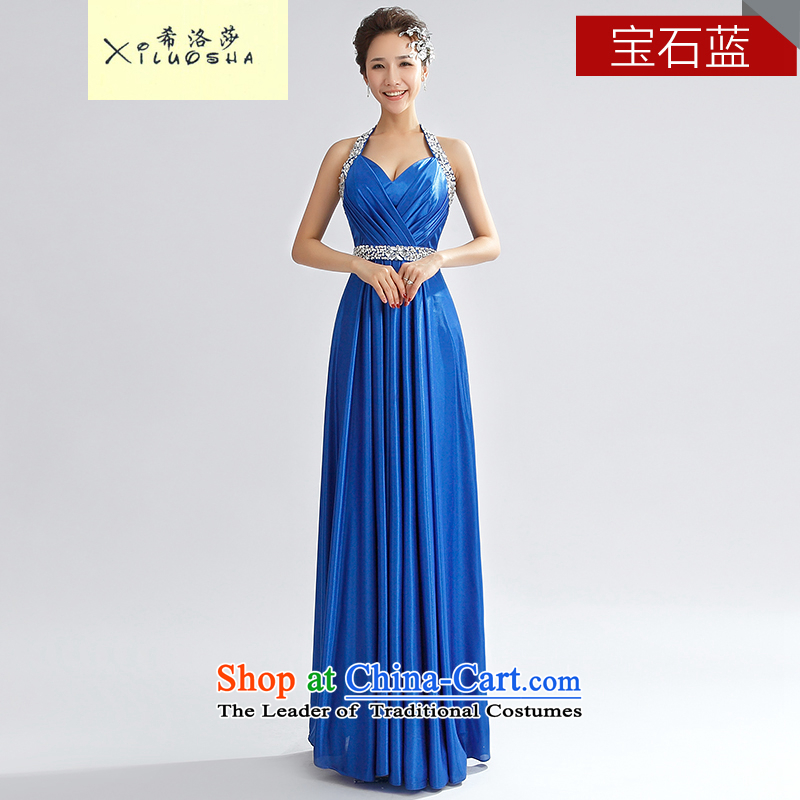 Hillo Lisa _XILUOSHA_ evening dresses long gown moderator dresses annual banquet female Sau San will serve the winter bride bows Sapphire Blue?M