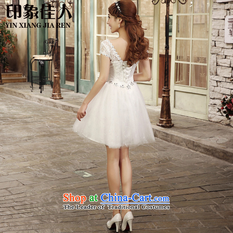 2015 Summer bridesmaid dress with short of bridesmaid lace small dress skirt marriages wedding dress bows bridesmaid services L1002 services white L, starring impression shopping on the Internet has been pressed.