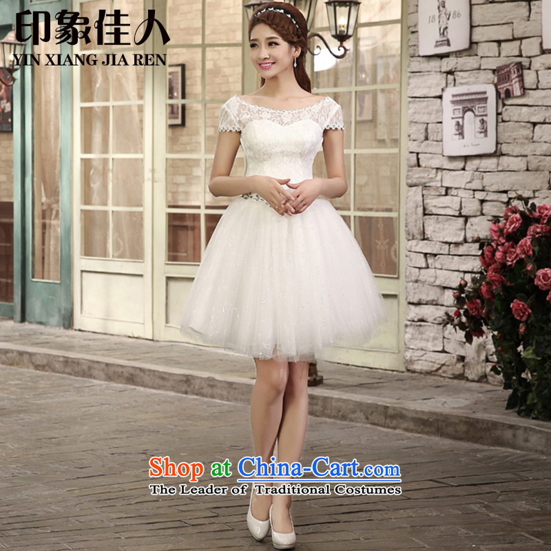 2015 Summer bridesmaid dress with short of bridesmaid lace small dress skirt marriages wedding dress bows bridesmaid services L1002 services white L, starring impression shopping on the Internet has been pressed.
