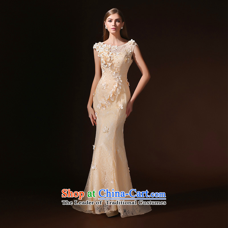 According to Lin Sha 2015 new crowsfoot evening dresses long tail marriages bows to marry her dress and Sau San bows champagne color XL