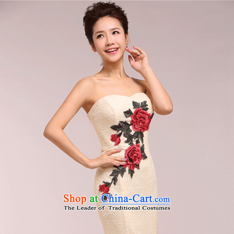 The end of the light of Sau San bows and Chest dinner serving embroidery cheongsam dress WMBLF1215 red light at the end of S, shopping on the Internet has been pressed.