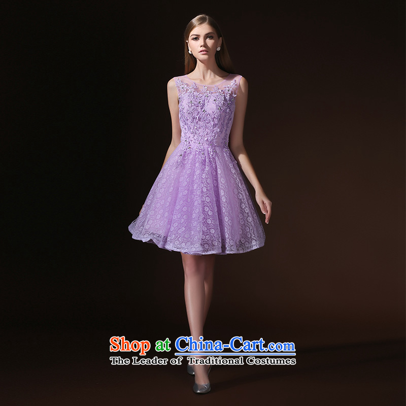 2015 new back bridesmaid dresses summer short of serving purple sister evening dresses bride services with a light purple M, bows to Lin Sha , , , shopping on the Internet