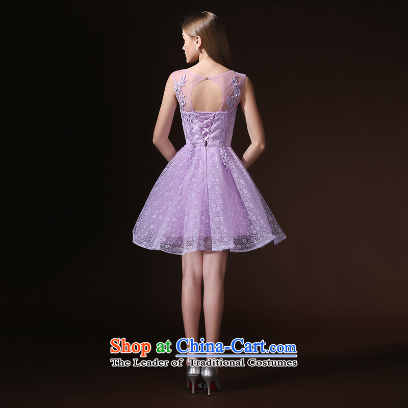 2015 new back bridesmaid dresses summer short of serving purple sister evening dresses bride services with a light purple M, bows to Lin Sha , , , shopping on the Internet
