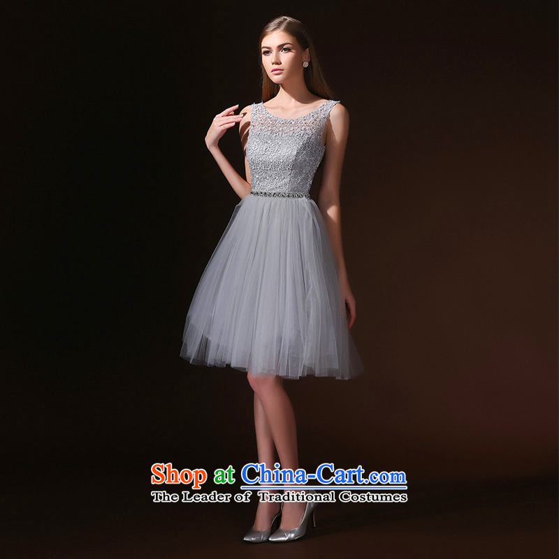According to Lin Sha New 2015 spring/summer long gown shoulders marriages bows to diamond jewelry bridesmaid evening dress light gray S, according to Lin Sha , , , shopping on the Internet