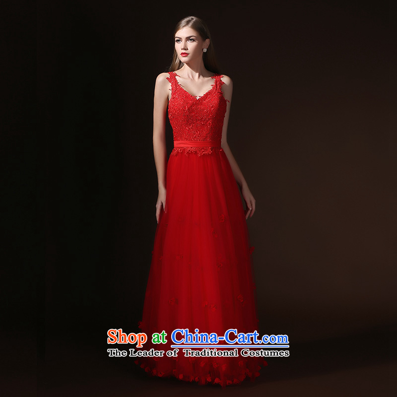 According to Lin Sha 2015 new long red Korean bridal dresses V-Neck bows lace evening dress according to L, red female skirt Lin Sha , , , shopping on the Internet