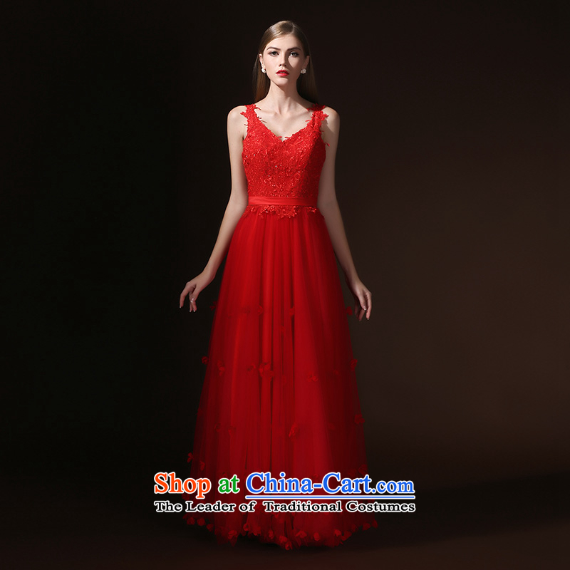 According to Lin Sha 2015 new long red Korean bridal dresses V-Neck bows lace evening dress according to L, red female skirt Lin Sha , , , shopping on the Internet