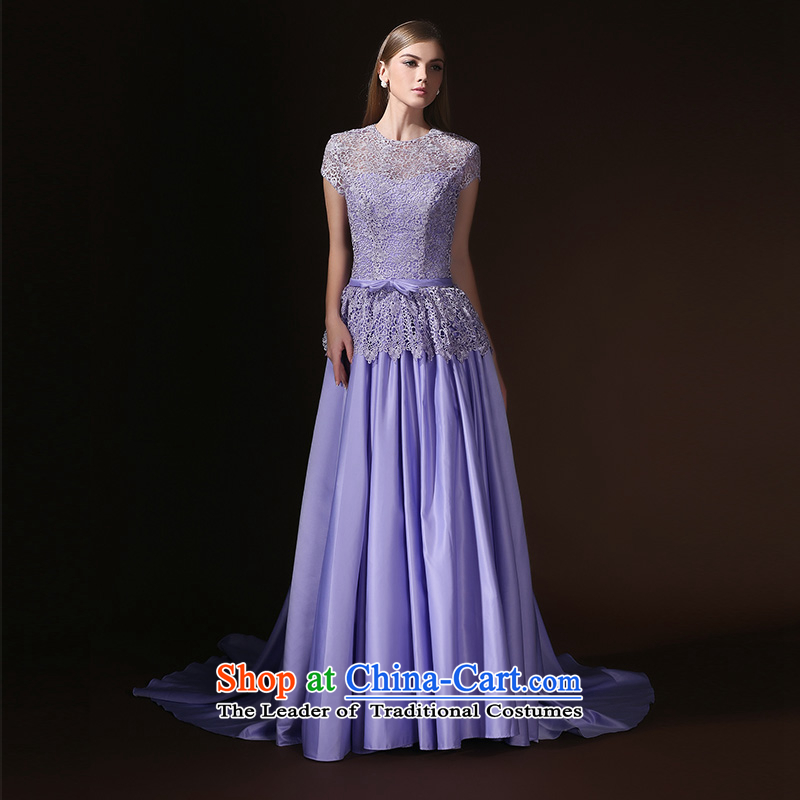 Evening dress new bows services 2015 banquet moderator costumes annual long-tail female dress wiping the chest with a light purple S, according to Lin Sha , , , shopping on the Internet