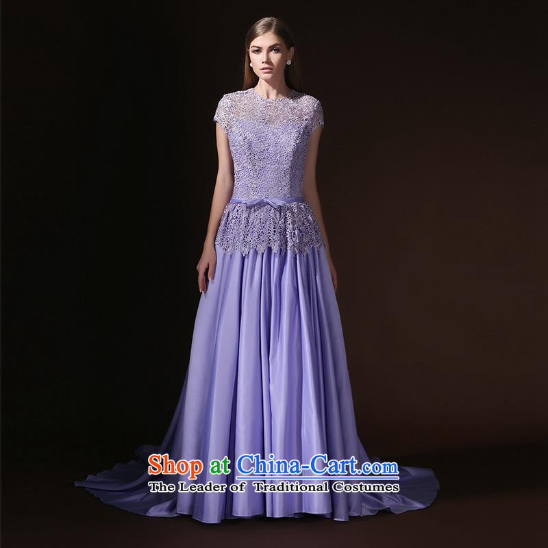 Evening dress new bows services 2015 banquet moderator costumes annual long-tail female dress wiping the chest with a light purple S, according to Lin Sha , , , shopping on the Internet