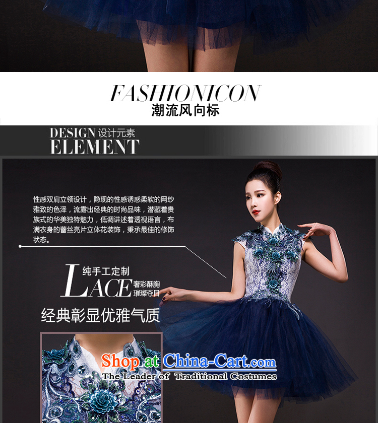 Dress dresses Summer 2015 new bridesmaid evening dress Korean short of the small dining dress moderator dress female dark blue S picture, prices, brand platters! The elections are supplied in the national character of distribution, so action, buy now enjoy more preferential! As soon as possible.