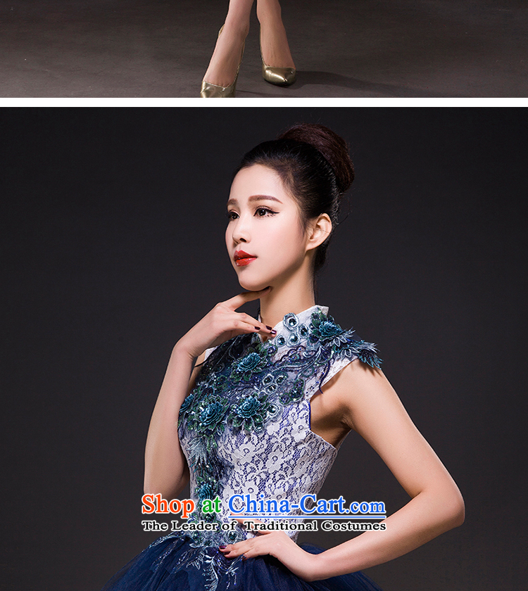 Dress dresses Summer 2015 new bridesmaid evening dress Korean short of the small dining dress moderator dress female dark blue S picture, prices, brand platters! The elections are supplied in the national character of distribution, so action, buy now enjoy more preferential! As soon as possible.