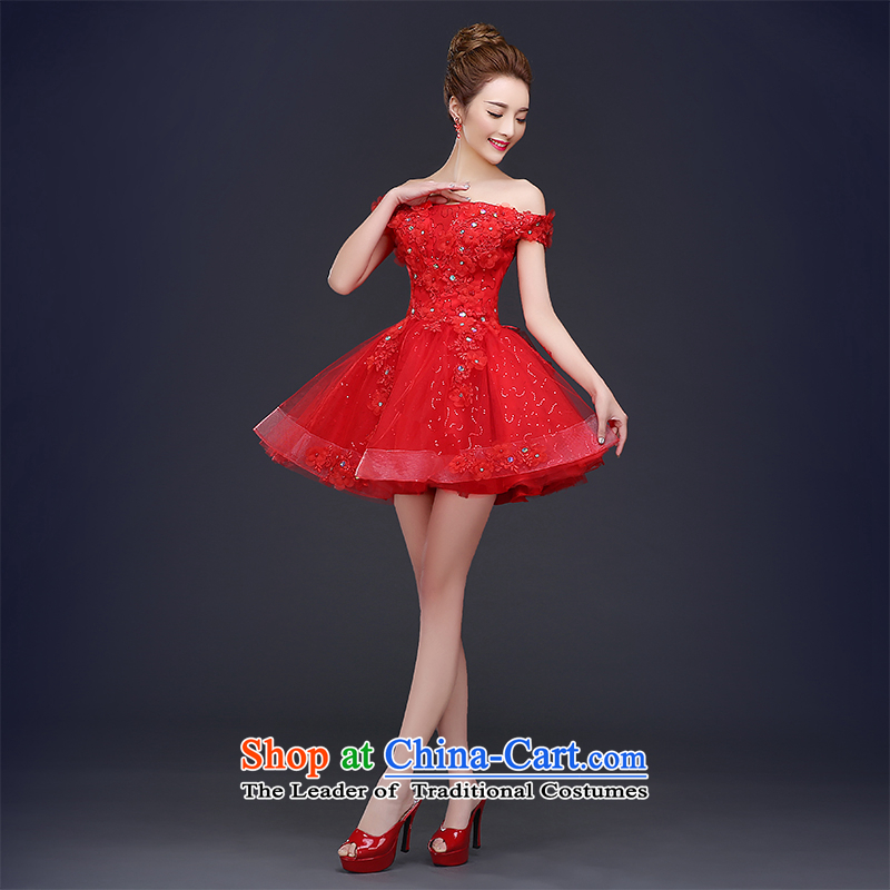 Evening dress the new bride toasting champagne 2015 Service, Mr Ronald graduated from red dress the word shoulder the betrothal wedding dress red XL, Beverly (tingbeier ting) , , , shopping on the Internet