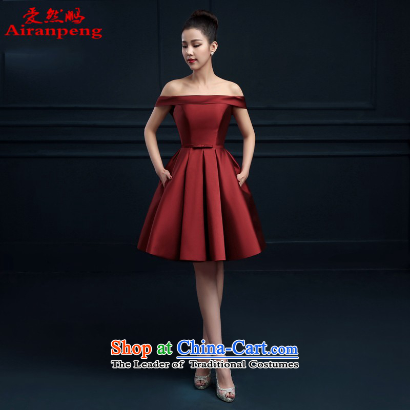 The word love so Peng shoulder banquet dresses 2015 new short summer evening dress) Gathering of Female dress bride services red red XXXL bows need to do not support returning, love so Peng (AIRANPENG) , , , shopping on the Internet