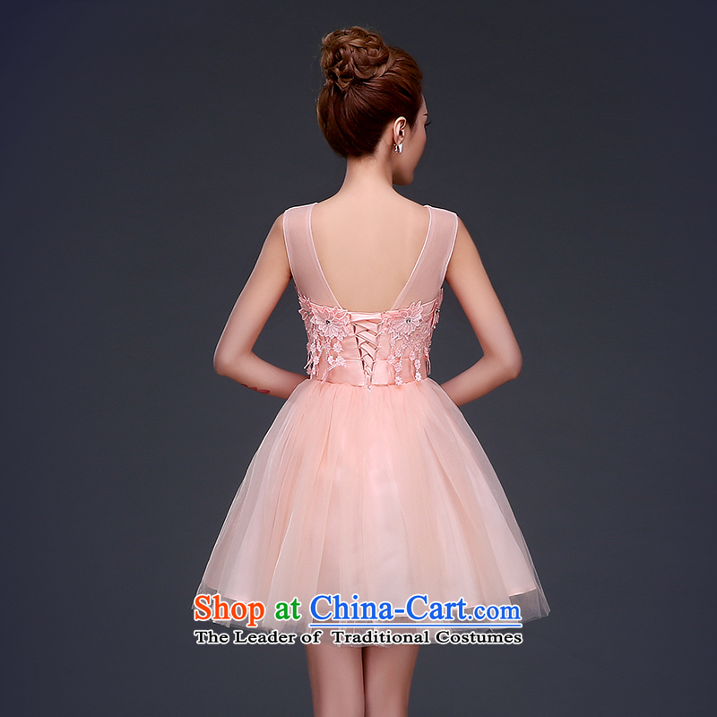 2015 New banquet dinner dress short, bon bon skirt pink bride services bridesmaid service bows summer straps lace pink XXL, Beverly Ting (tingbeier) , , , shopping on the Internet