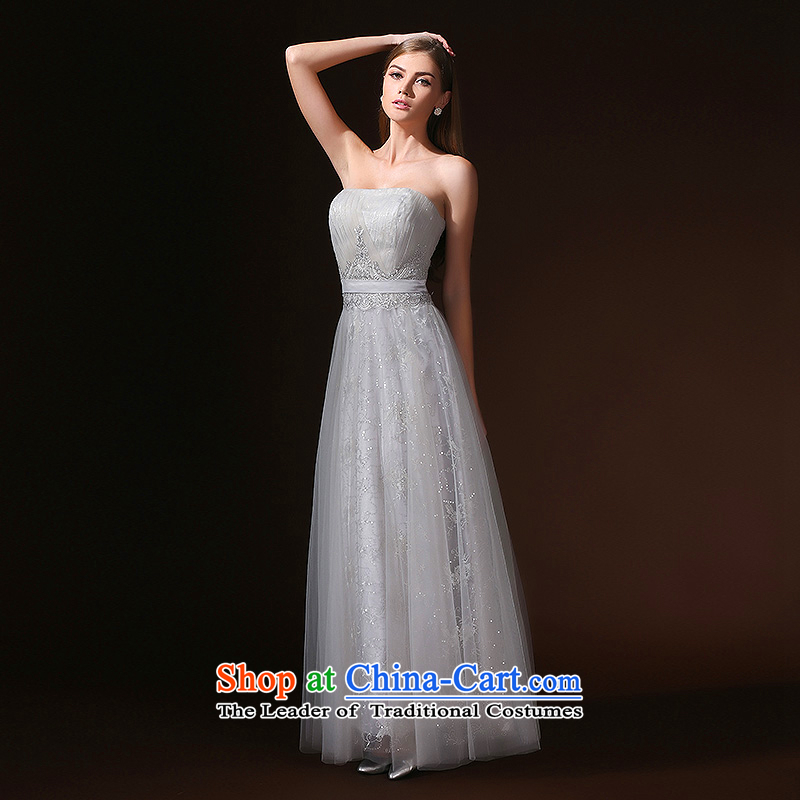 According to Lin Sa high-end custom Smoke Gray wiping the chest evening dresses marriages bows birthday dinner serving long evening dresses according to Lin Sha gray XL, , , , shopping on the Internet