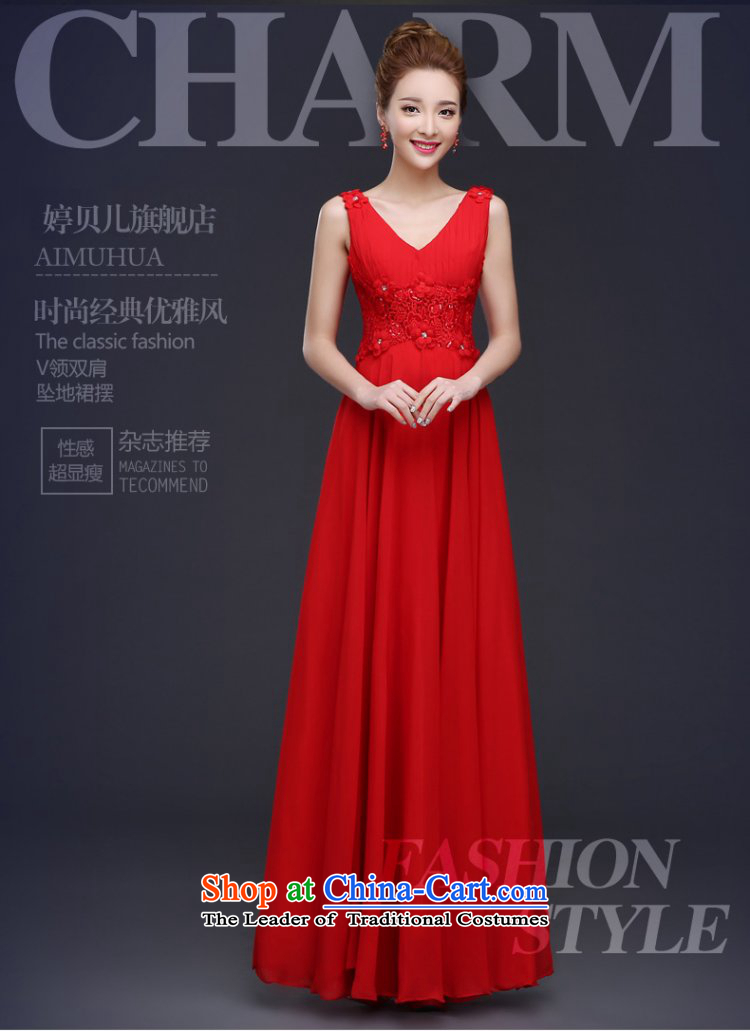 2015 new bride bows Services Mr Ronald red wedding dress female spring long shoulders v-neck evening dress Sau San Red L picture, prices, brand platters! The elections are supplied in the national character of distribution, so action, buy now enjoy more preferential! As soon as possible.