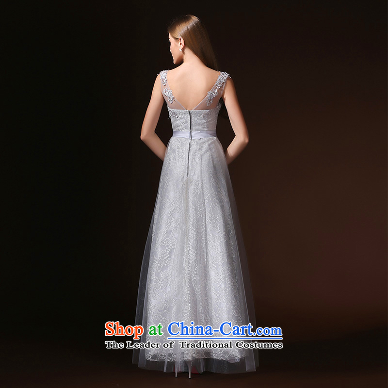 According to Lin Sha banquet evening dresses 2015 new bride shoulders bows services performed by the persons chairing the summer evening dress long female gray XL, in accordance with rim sa shopping on the Internet has been pressed.