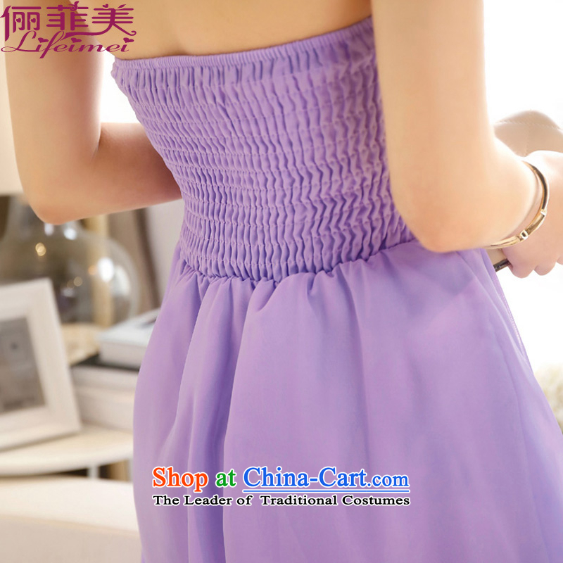 158 and 2015 Chic simplicity with his chest shoulder higher waist with stars chiffon bridesmaid small dress dresses purple, abductions, Short American , , , shopping on the Internet