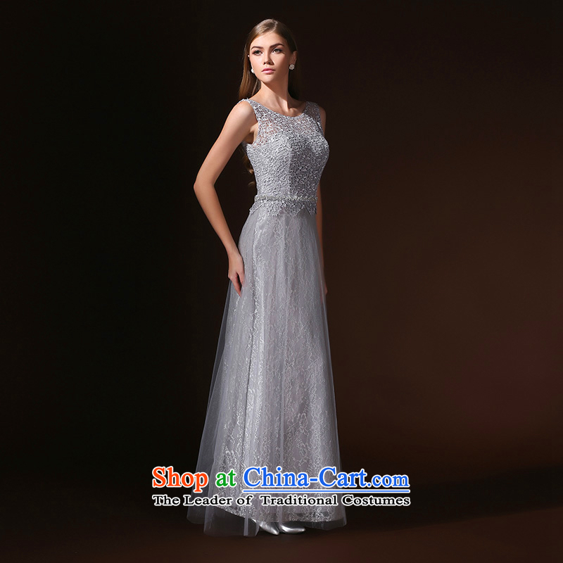 According to Lin Sha New 2015 spring/summer long gown shoulders marriages bows to diamond jewelry bridesmaid evening dress according to Lin Sha gray M , , , shopping on the Internet