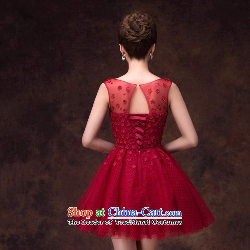The new bride small 2015 Dress Short, bows to marry sister bridesmaid skirt the word shoulder Korean dresses summer RED M love Su-lan , , , shopping on the Internet
