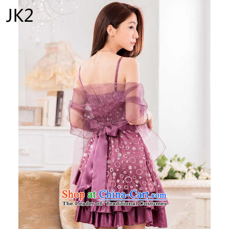    The auspices of evening performances JK2 evening dresses on chip bow tie straps (with large small dress silk scarf) 9838 XXXL,JK2.YY,,, Purple Shopping on the Internet
