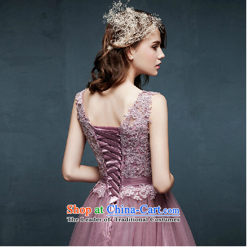 The new 2015 spring/summer long gown shoulders marriages bows to diamond jewelry bridesmaid evening dress pink , L, pure love bamboo yarn , , , shopping on the Internet