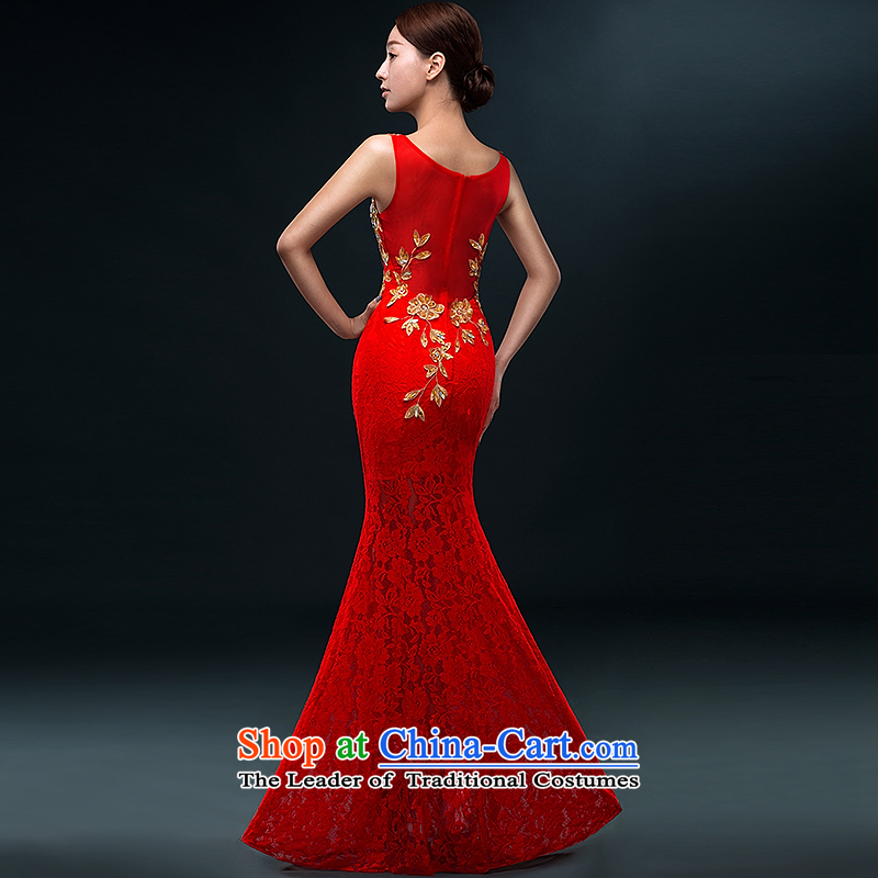 Hillo XILUOSHA Lisa (dress) banquet 2015 new summer long engraving evening lace marriages bows to Sau San crowsfoot RED M HILLO Lisa (XILUOSHA) , , , shopping on the Internet
