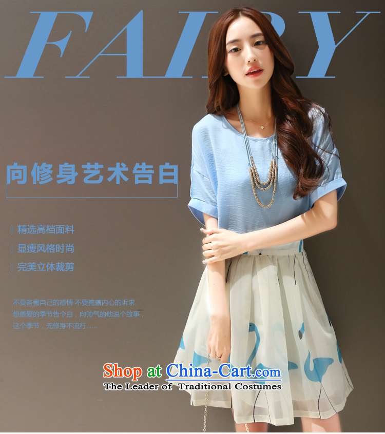 Summer Scent are small wind Korean dresses women's two kits dresses short-sleeved stamp kit 1034# skirt Blue M picture, prices, brand platters! The elections are supplied in the national character of distribution, so action, buy now enjoy more preferential! As soon as possible.