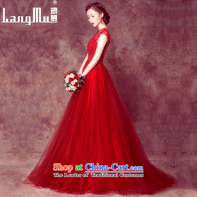 The Bride 2015 toasting champagne Luang service wedding dresses evening dresses spring red stylish shoulders wedding Sau San long red , L, Luang in , , , shopping on the Internet