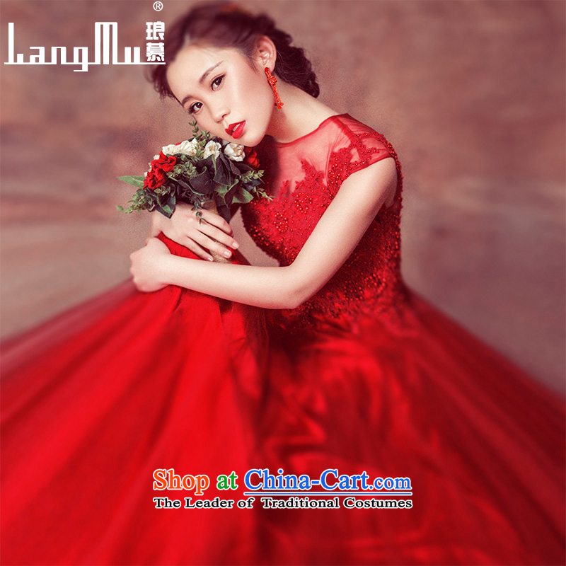 The Bride 2015 toasting champagne Luang service wedding dresses evening dresses spring red stylish shoulders wedding Sau San long red , L, Luang in , , , shopping on the Internet