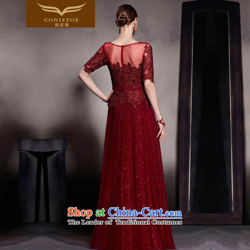 The kitsune dress creative new wine red long gown dress and banquet dinner dress Top Loin video thin bride wedding dress uniform color photo of 30521 bows XL, creative Fox (coniefox) , , , shopping on the Internet