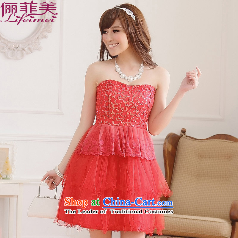 158, United States, Japan, and the ROK for larger female sexy wipe off-chip high iron chest waist cake Princess Bride skirt sister small red dress?for 135-155 XXL catty