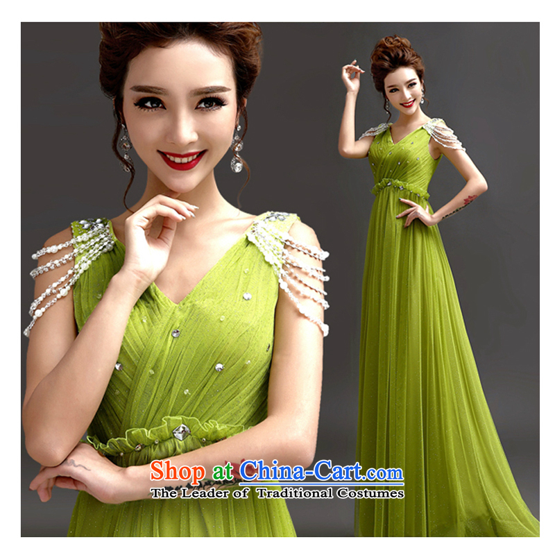 The first white into about the betrothal service green lace Deep v-neck marriages bows services wedding banquet dinner evening long evening dress green , L, white first into about shopping on the Internet has been pressed.