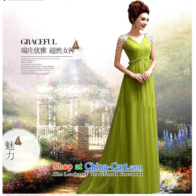 The first white into about the betrothal service green lace Deep v-neck marriages bows services wedding banquet dinner evening long evening dress green , L, white first into about shopping on the Internet has been pressed.