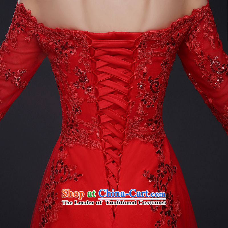 Beverly Ting 2015 new bride bows services, field shoulder bride wedding dress red long banquet evening dresses female Red M Ting Chun (tingbeier Beverly) , , , shopping on the Internet