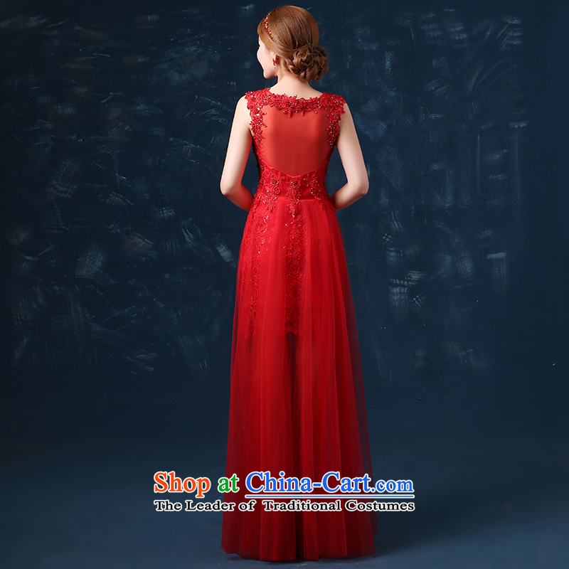 Beverly Ting 2015 new bride winter clothing long-bows shoulder wedding dress spring red dress banquet Ms. Sau San Red S, Beverly (tingbeier ting) , , , shopping on the Internet