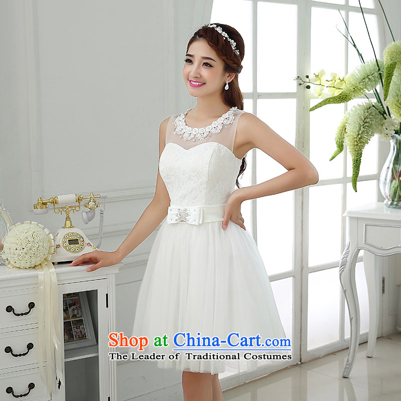 Qing Hua yarn of autumn and winter 2015 new round-neck collar white field shoulder lace bon bon skirt short, wedding dresses marriages small white made size does not accept the return of the Qing Hua yarn , , , shopping on the Internet