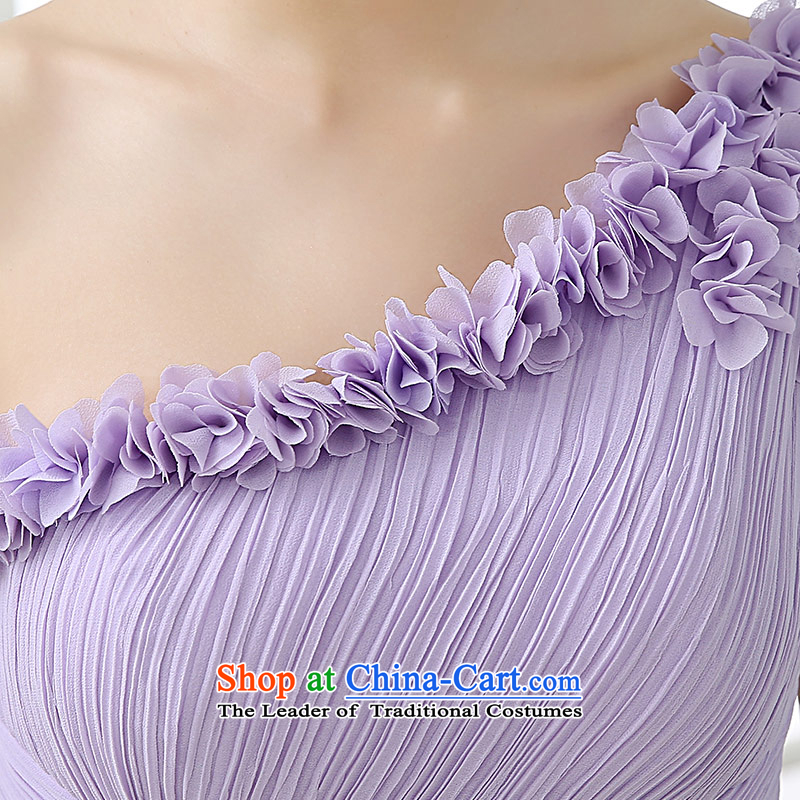 The feelings of Chinese New Year 2015 yarn of autumn and winter chiffon shoulder bridal dresses bridesmaid Sau San video thin front stub long after the skirt light purple XXL, Qing Hua yarn , , , shopping on the Internet