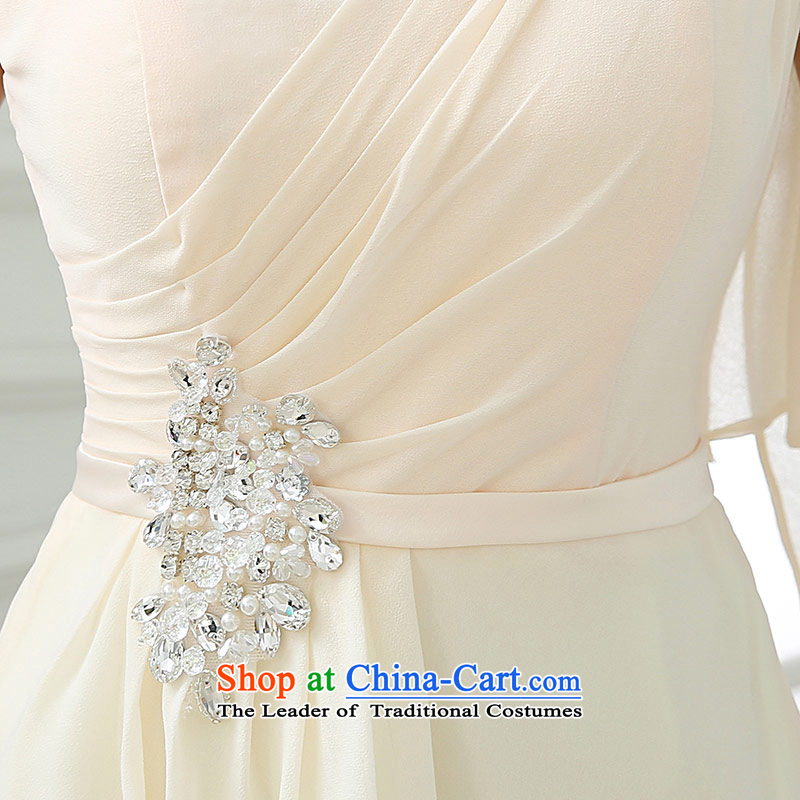 Qing Hua yarn 2015 new stylish and elegant shoulder of autumn and winter dresses Diamond Video thin bride bridesmaid dress champagne color as the size does not accept return of the Qing Hua yarn , , , shopping on the Internet