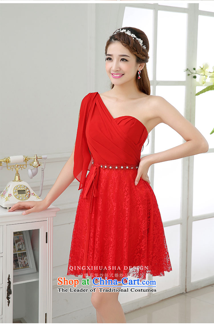 Qing Hua yarn new single shoulder 2015 lace of autumn and winter and skinny dress brides Sau San video bows bridesmaid Services serving as the size of the Red does not accept return pictures, prices, brand platters! The elections are supplied in the national character of distribution, so action, buy now enjoy more preferential! As soon as possible.