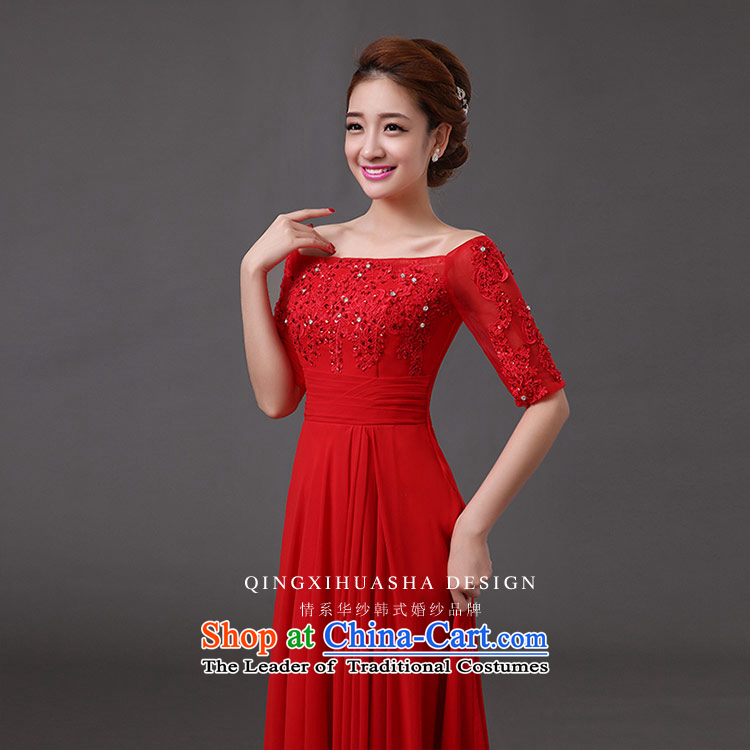 Qing Hua yarn of autumn and winter 2015 new word shoulder lace Diamond light film cuff dresses red bride bows service banquet dress red s picture, prices, brand platters! The elections are supplied in the national character of distribution, so action, buy now enjoy more preferential! As soon as possible.