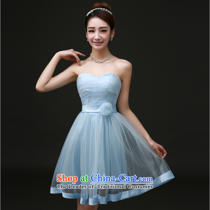The first white into about?2015 new bridesmaid service, blue skirt bridesmaid dresses and sisters small dress Spring Banquet evening dresses female skyblue?L