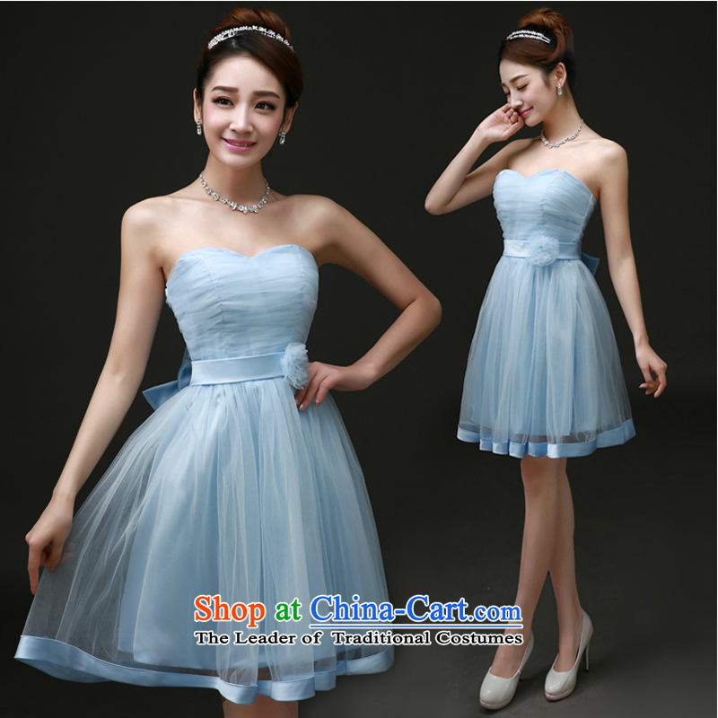 The first white into about 2015 new bridesmaid service, blue skirt bridesmaid dresses and sisters small dress Spring Banquet evening dresses female blue , L, white first into about shopping on the Internet has been pressed.