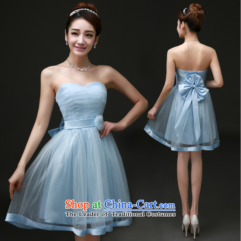 The first white into about 2015 new bridesmaid service, blue skirt bridesmaid dresses and sisters small dress Spring Banquet evening dresses female blue , L, white first into about shopping on the Internet has been pressed.
