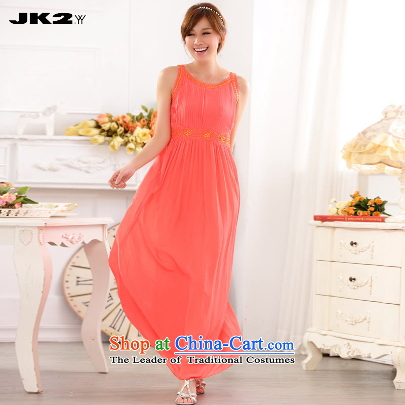 ?Thick MM XL JK2.YY nail Pearl Sau San chiffon long gown, evening banquet sleeveless dresses orange are code around 922.747 recommended 100