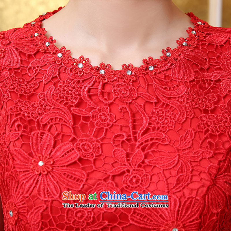 Qing Hua yarn of autumn and winter 2015 new round-neck collar word lace short, shoulder bon bon skirt bride bows services bridesmaid dress dresses red , L, the feelings of Chinese yarn , , , shopping on the Internet