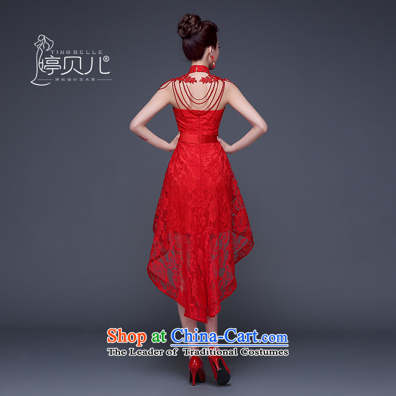 Beverly Ting front stub frockcoat bride toasting champagne after serving a winter 2015 New Evening Dress Short, red lace women marry the betrothal and chest ornaments red , L, Beverly (tingbeier ting) , , , shopping on the Internet