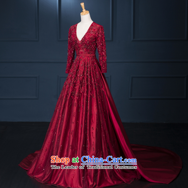There is a wedding dresses eliesaab new continental damask V-Neck marriages bows to the pre-sale of red 6 yards, HOC , , , shopping on the Internet