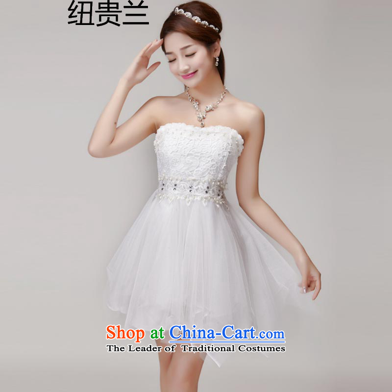 The estimated real concept of NZ 8881#2015 manually staple pearl summer diamond temperament and Sau San chest dresses bridesmaid groups dress skirt apricot S, Niue, the , , , shopping on the Internet